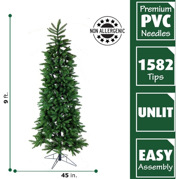 Fraser Hill Farm 9 Ft. Carmel Pine Slim Artificial Christmas Tree