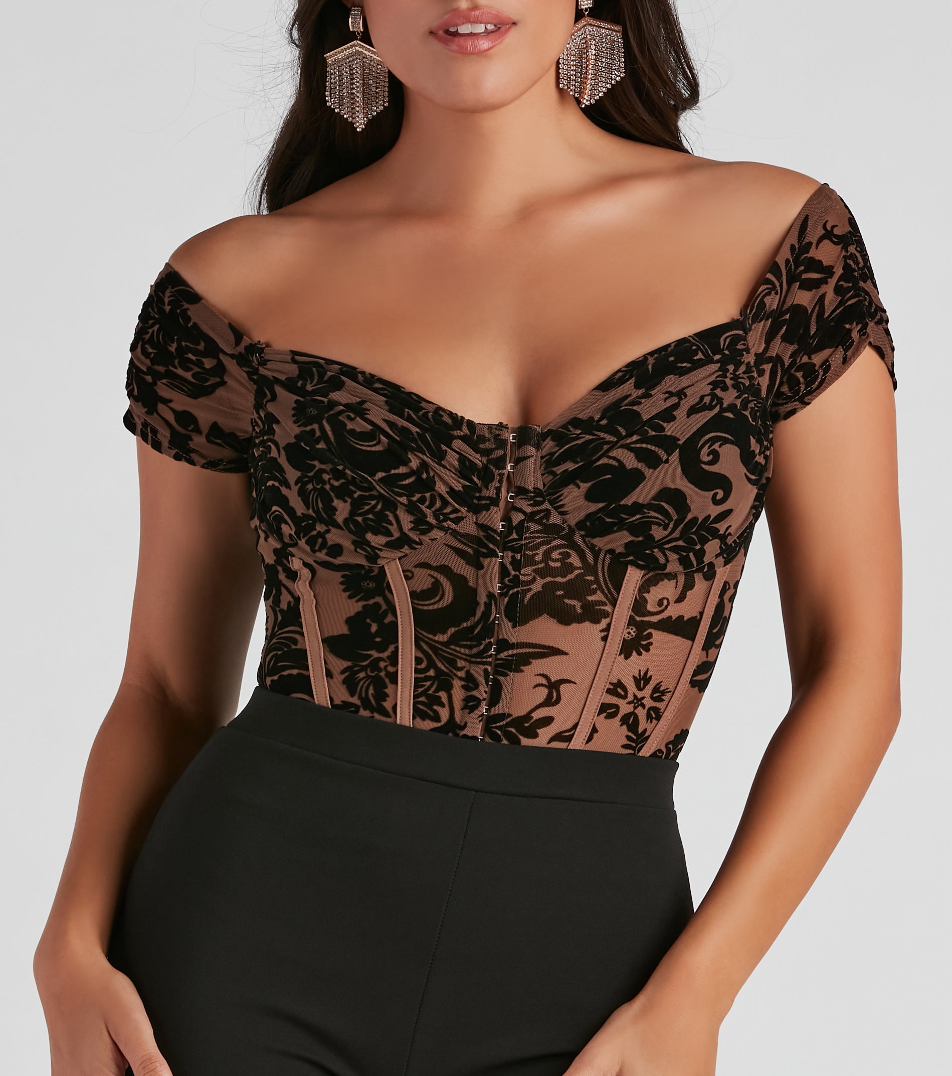 So Regal Flocked Velvet Bodysuit