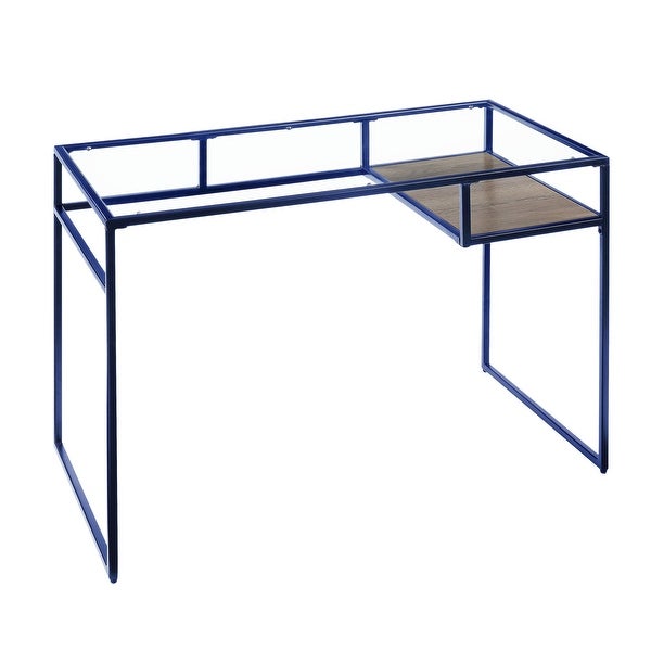 Console Table with Glass Tabletop and Open Compartment