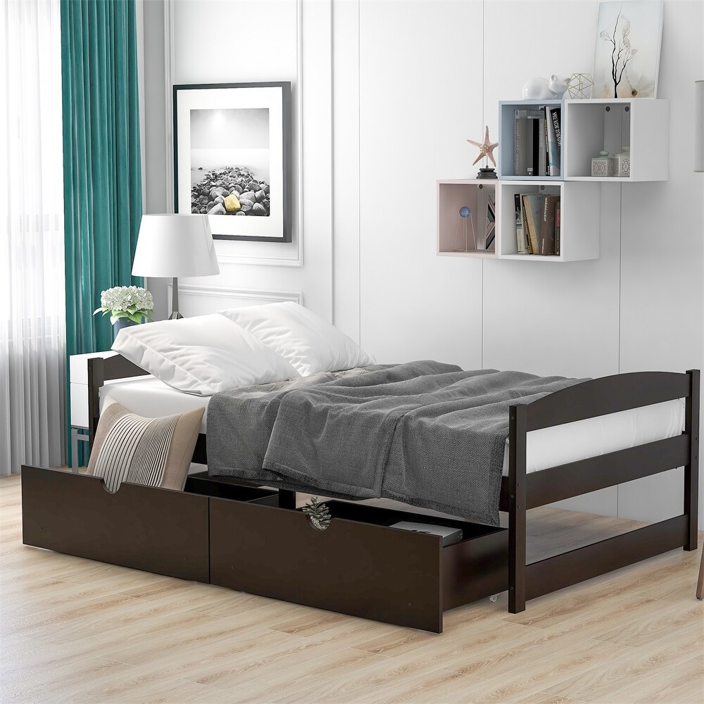 Harper   Bright Designs Twin Platform Bed with Two Drawers