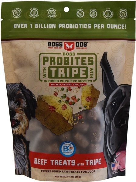 Boss Dog Probites Beef with Tripe Dog Treats， 3-oz bag