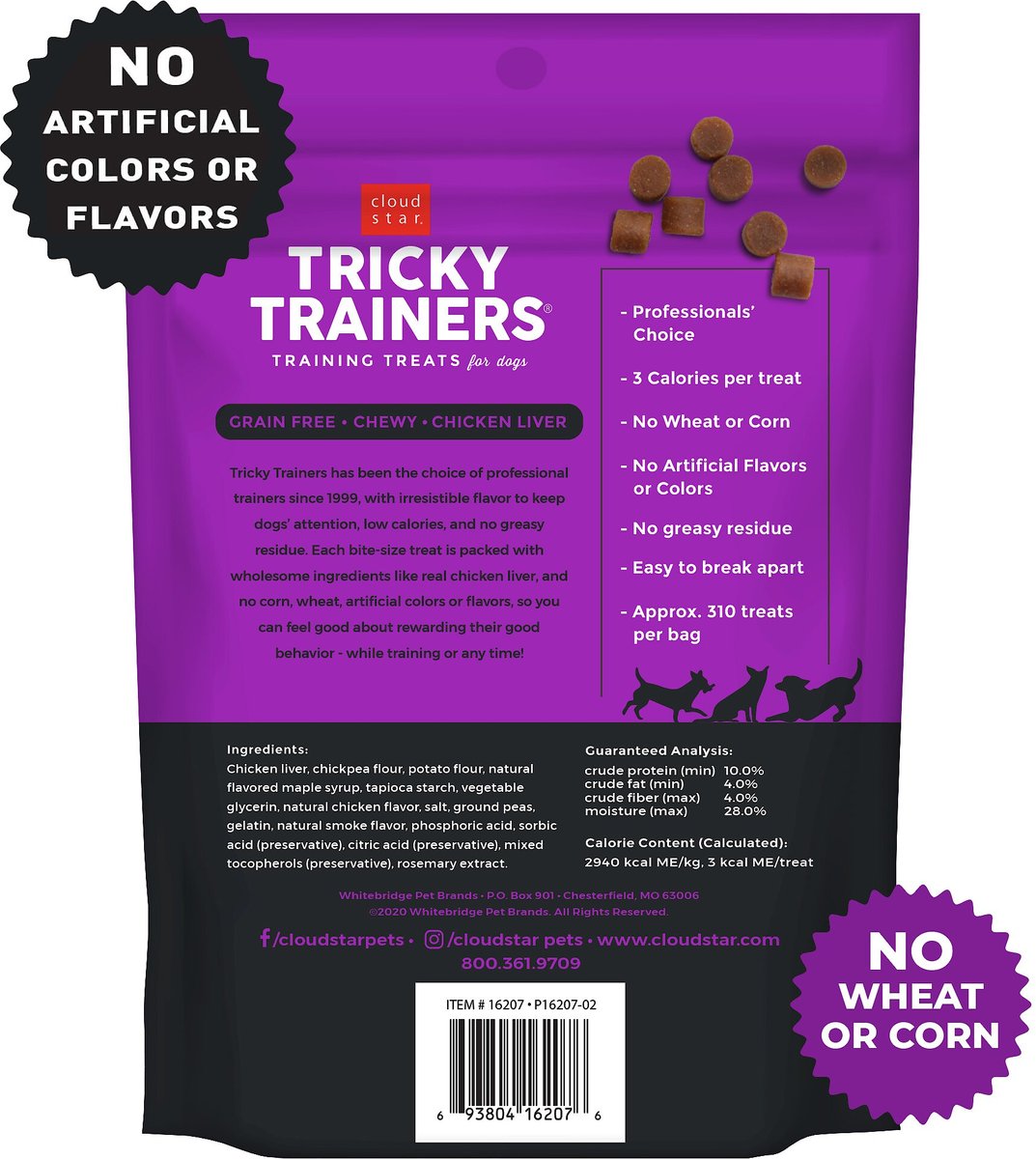 Cloud Star Tricky Trainers Chewy Liver Flavor Grain-Free Dog Treats