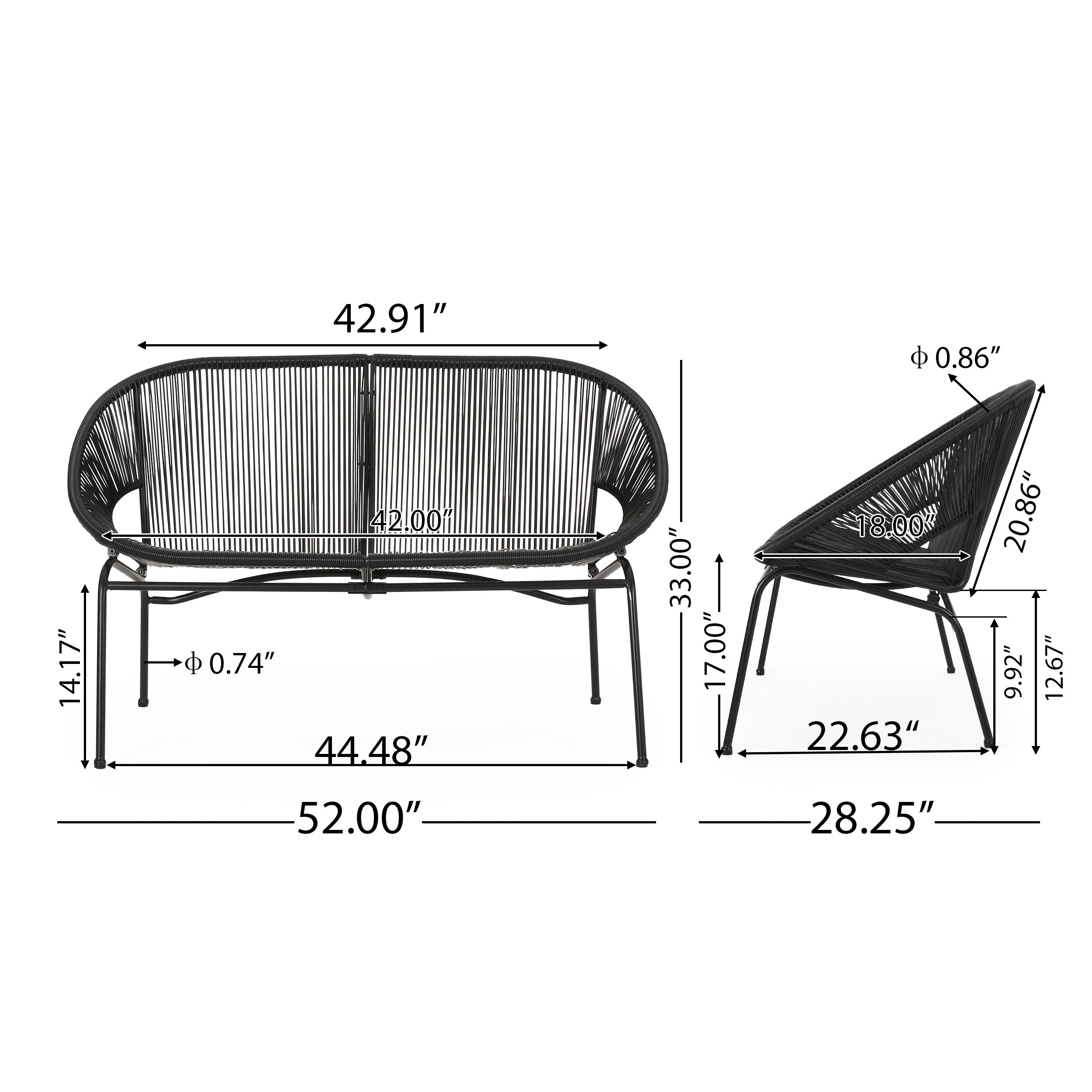 Chardean Outdoor Hammock Weave Loveseat Bench