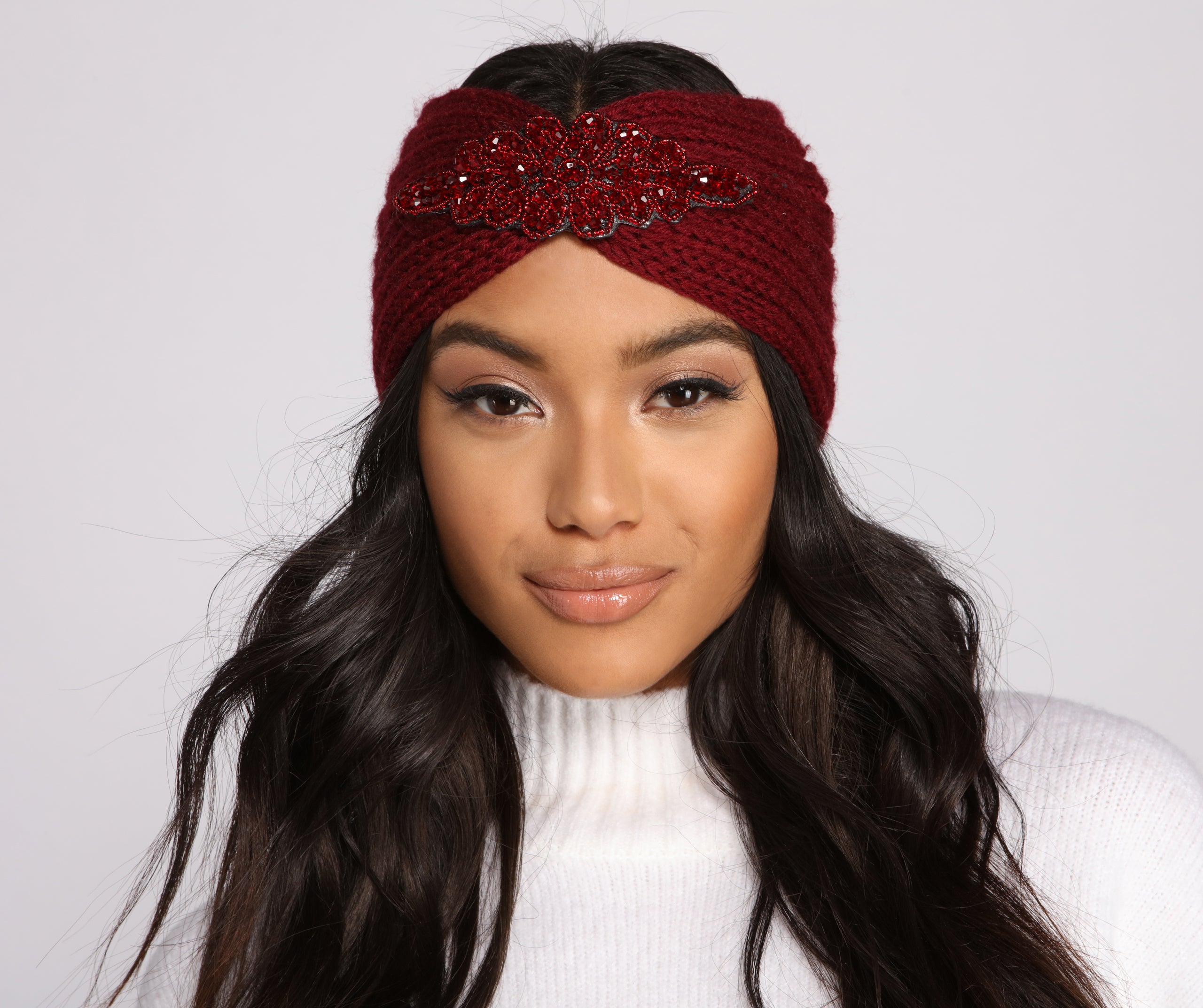 Glitzy Gemstone Applique Knit Headband