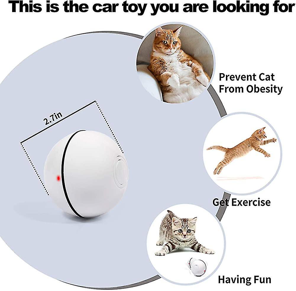 Interactive Cat Toys Ball， 360 Degree Self Rotating Ball With Led Light Usb