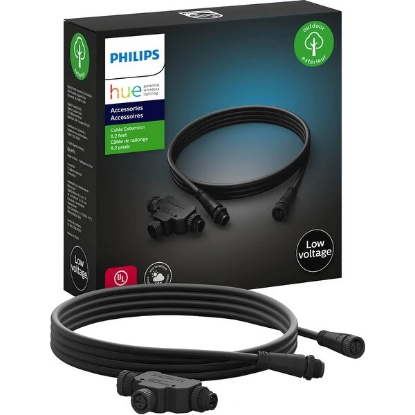 Philips Hue Outdoor 8 Feet T-Connector Cable, Black