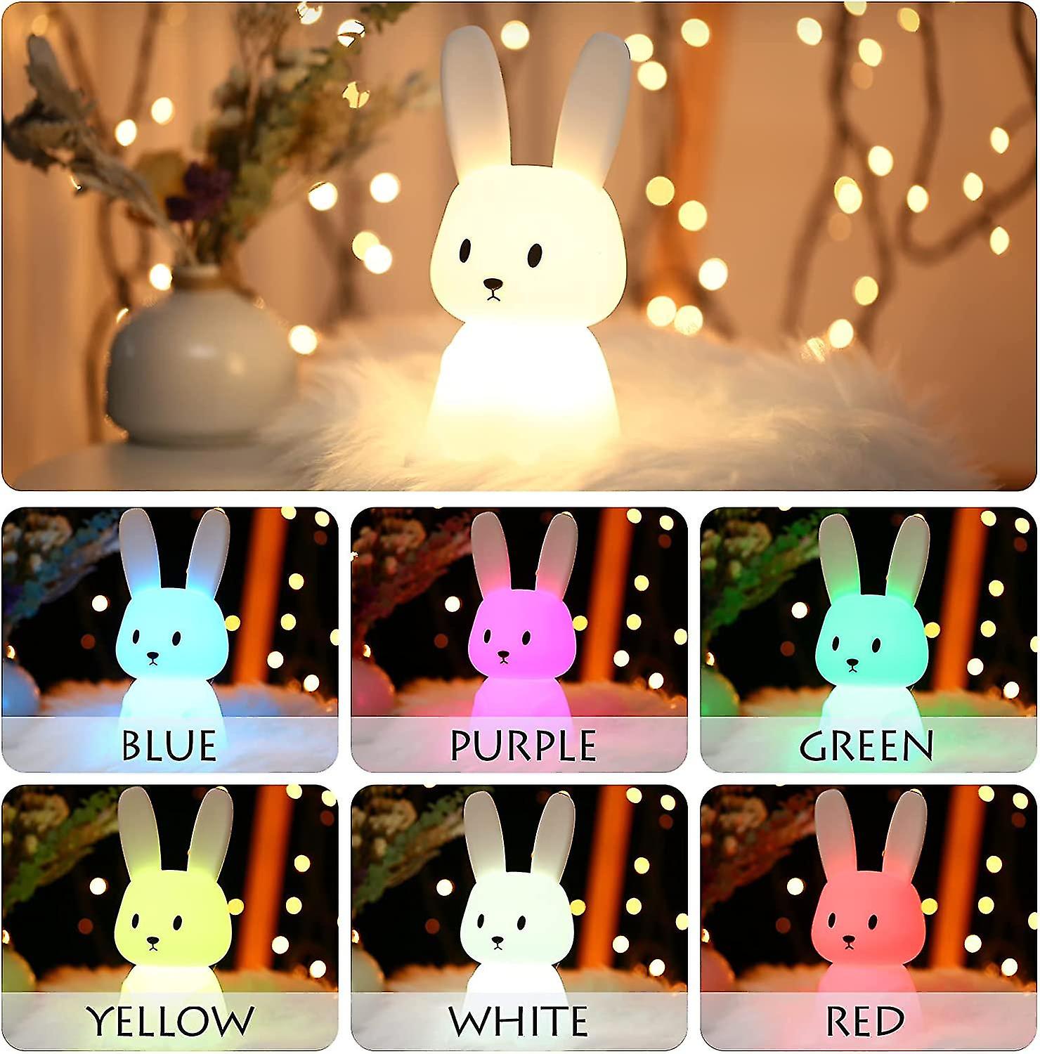 Rabbit Night Light Baby Touch 7 Colors | Usb Rechargeable Can Be Timed