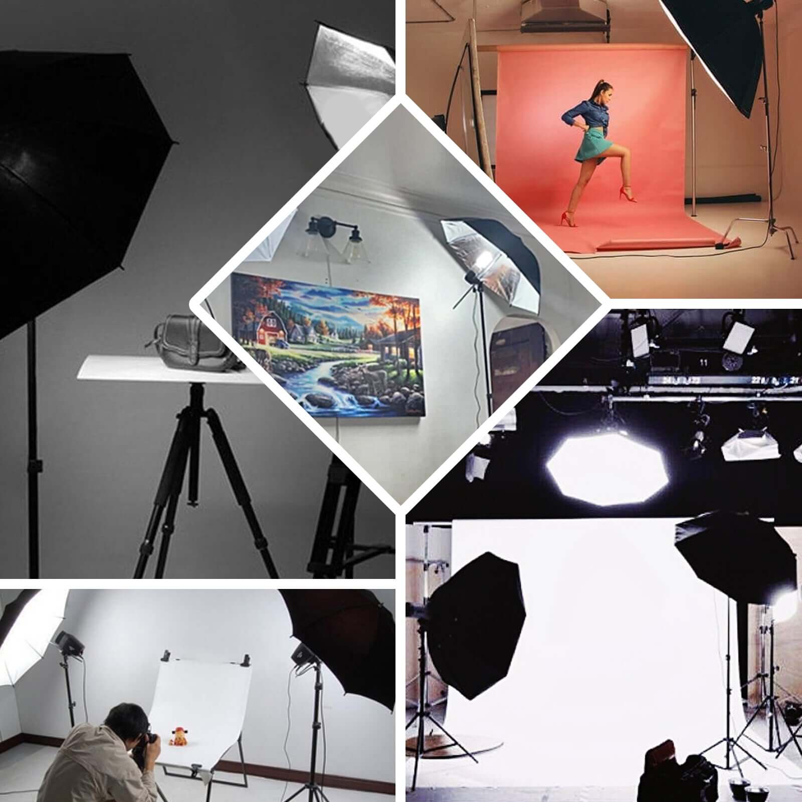 Professional Photography Video Studio Continuous Light Kit With Umbrellas 600W