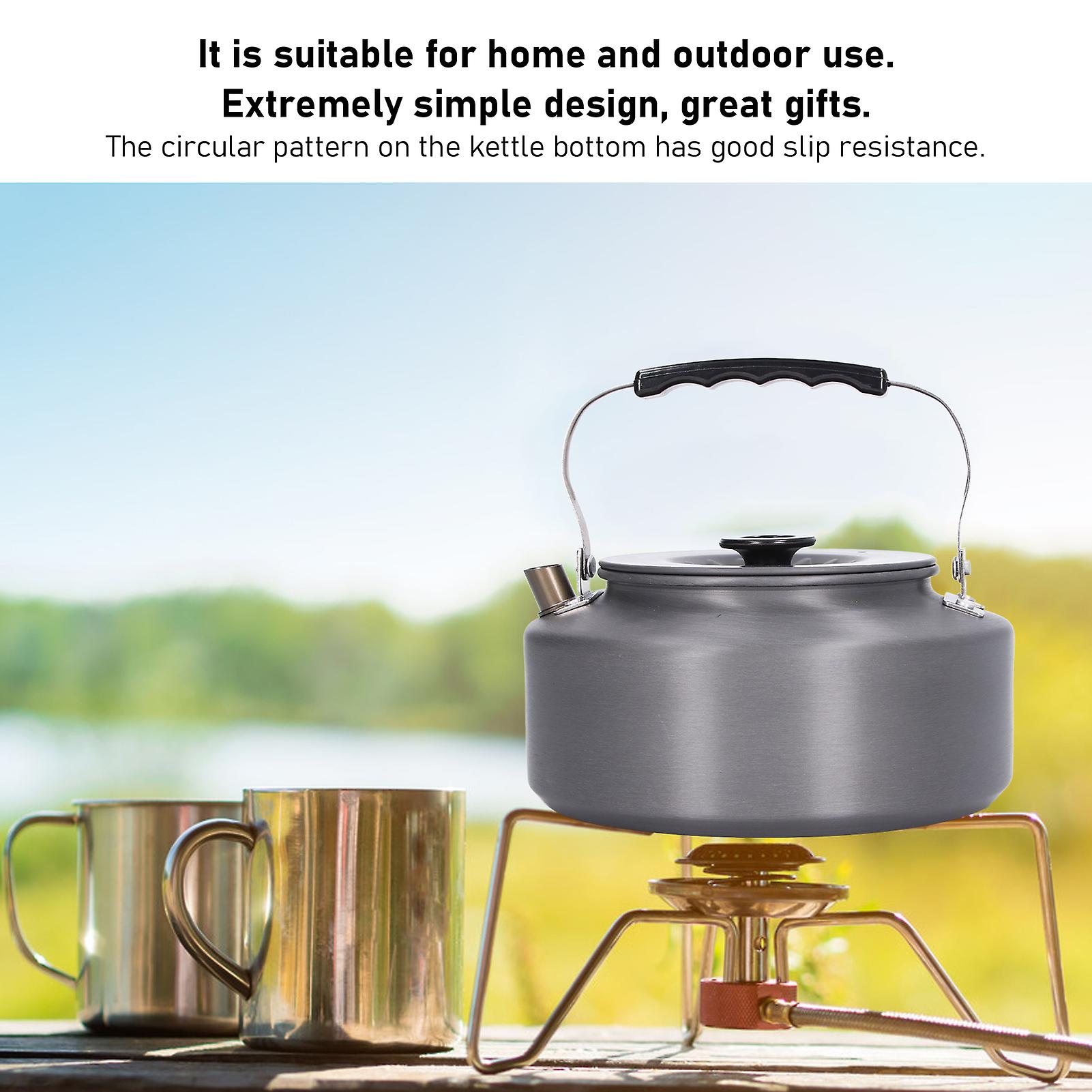 Camping Kettle， Aluminum Alloy Open Campfire Coffee Tea Pot Portable Fast Heating Outdoor Kettle With Detachable Handle For Hiking Picnic Travel 1.6l