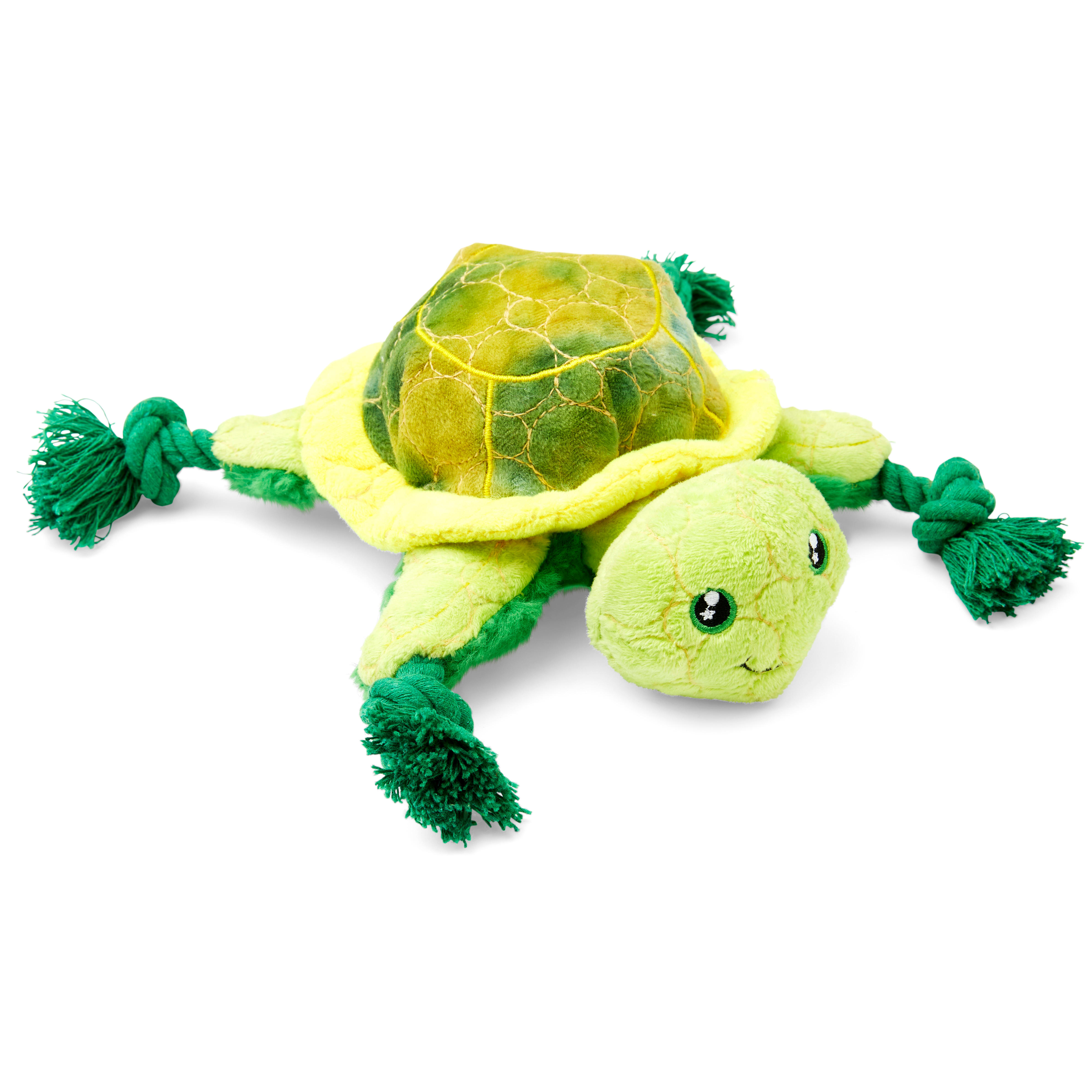 Leaps  Bounds Ruffest  Tuffest Green Turtle Tough Plush Dog Toy with Kevlar Stitching， Large