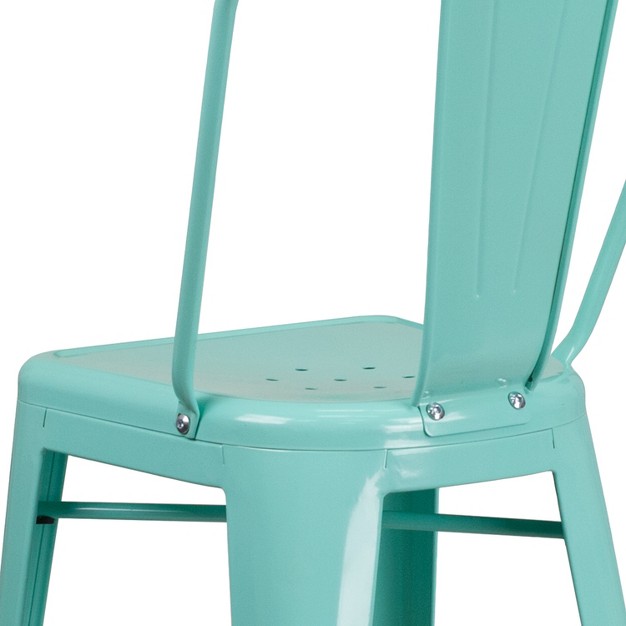 Emma And Oliver Commercial Gradeh Metal Indoor outdoor Barstool With Drain Holes And Back