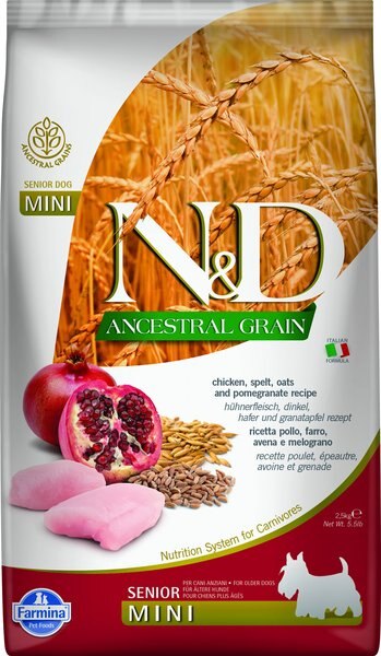 Farmina NandD Ancestral Grain Chicken and Pomegranate Mini  Senior Dry Dog Food