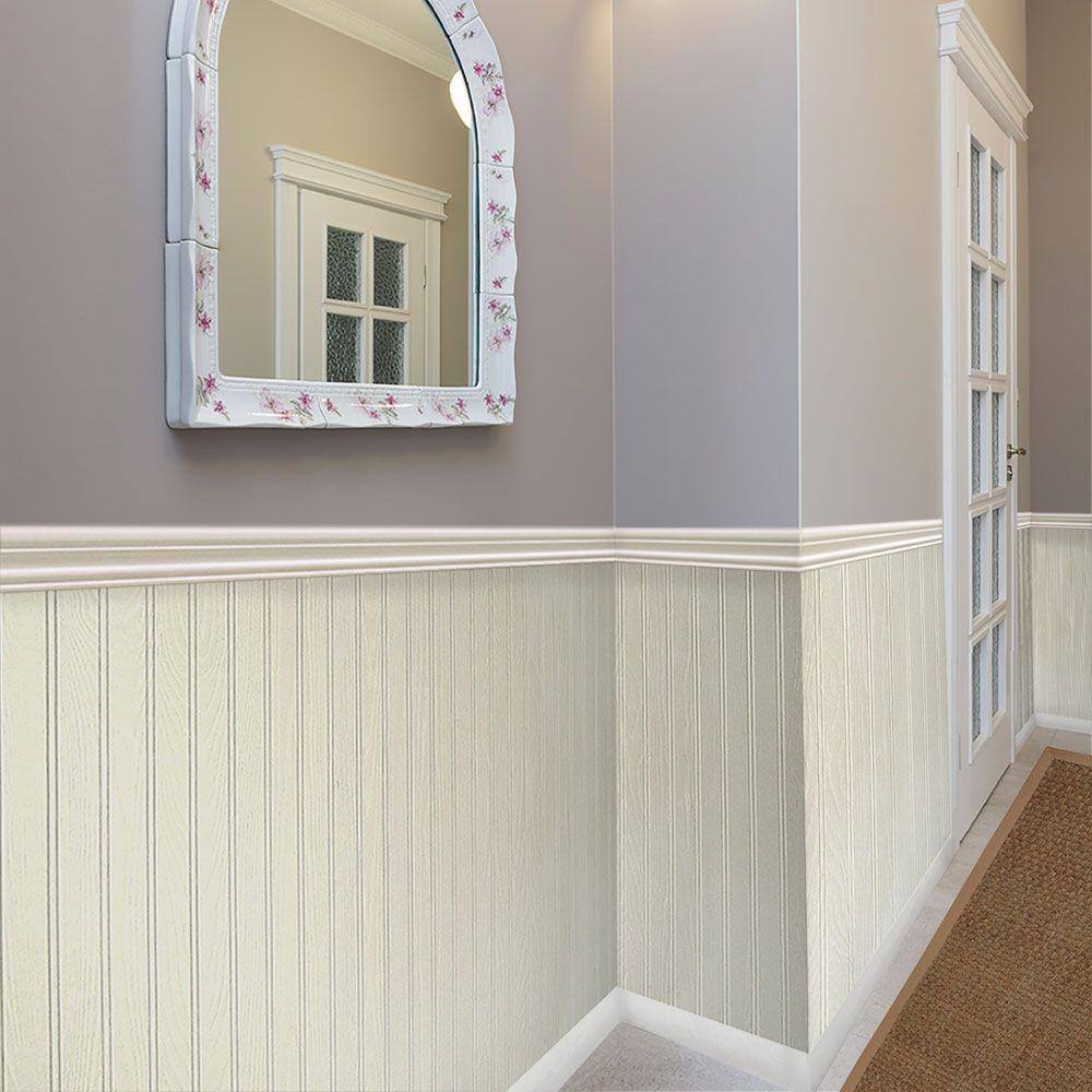 316 in. x 48 in. x 32 in. Pinetex White Wainscot Panel HD16332481