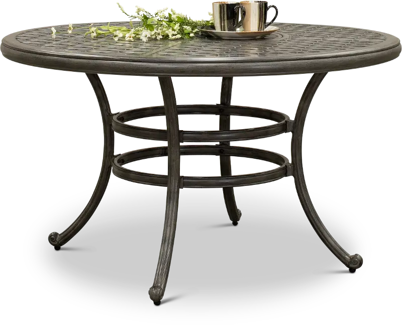 Macan Gray Metal Round Patio Table