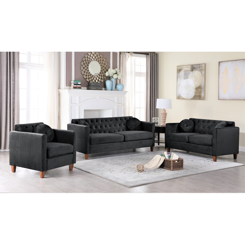 Lory velvet Kitts Classic Chesterfield Living room seat Sofa Loveseat and Chair