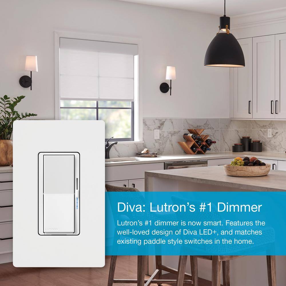 Lutron Diva Smart Dimmer Switch for Caseta Smart Lighting 150-Watt LED White (DVRF-6L-WH-R) DVRF-6L-WH-R