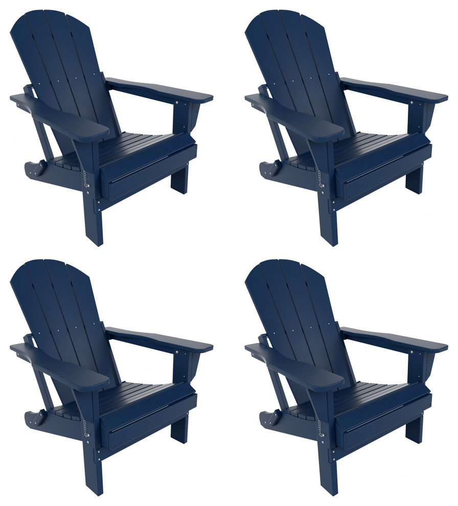 WestinTrends 4PC Outdoor Patio Folding Adirondack Chair Set  Fire Pit Chairs   Transitional   Outdoor Lounge Sets   by WestinTrends  Houzz