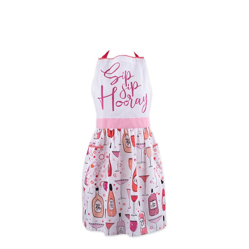 31 x 40 Pink  White  and Coral Peach Sip Sip Hooray Print Apron