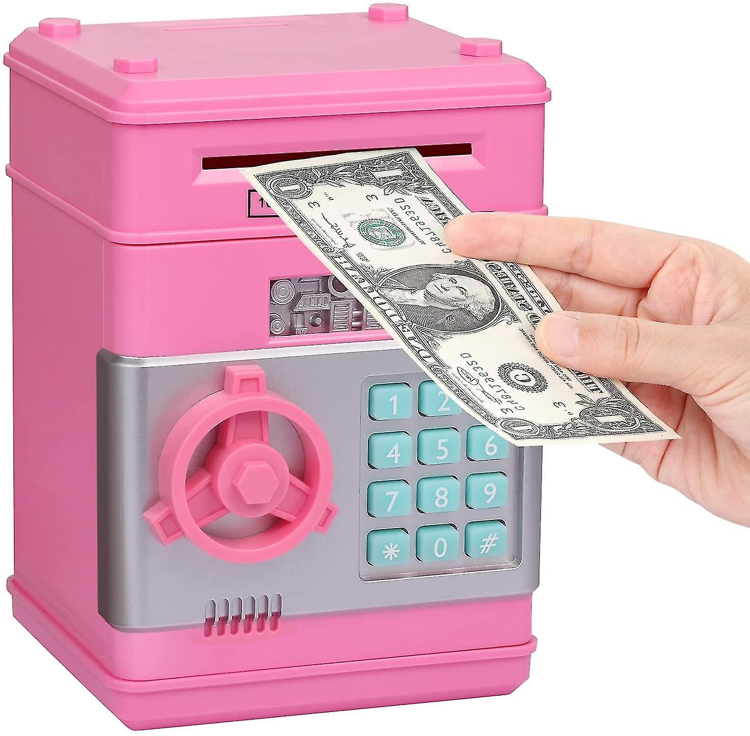 Piggy Bank， Birthday Toys Gifts For 4 5 6 7 8 9 10 Year Old Boys Girls， Electronic Real Money Coin Atm Machine， Plastic Large Saving Bank Safe Lock Bo