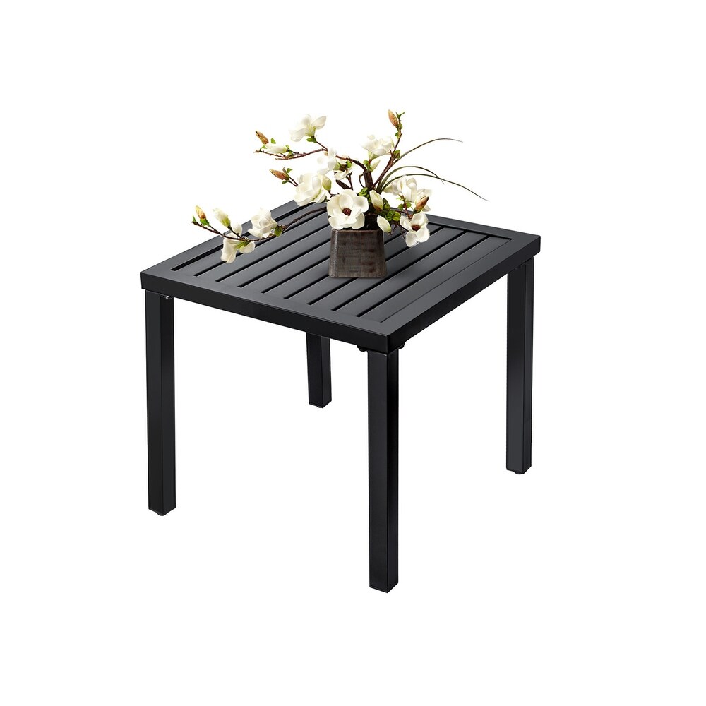 Small Metal Patio Side Table  Anti Rust End Tables for Outdoor Indoor