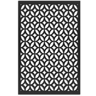 Acurio Latticeworks Moors Ellipses 4 ft. x 32 in. Black Vinyl Decorative Screen Panel 4832PVCBK-MSE