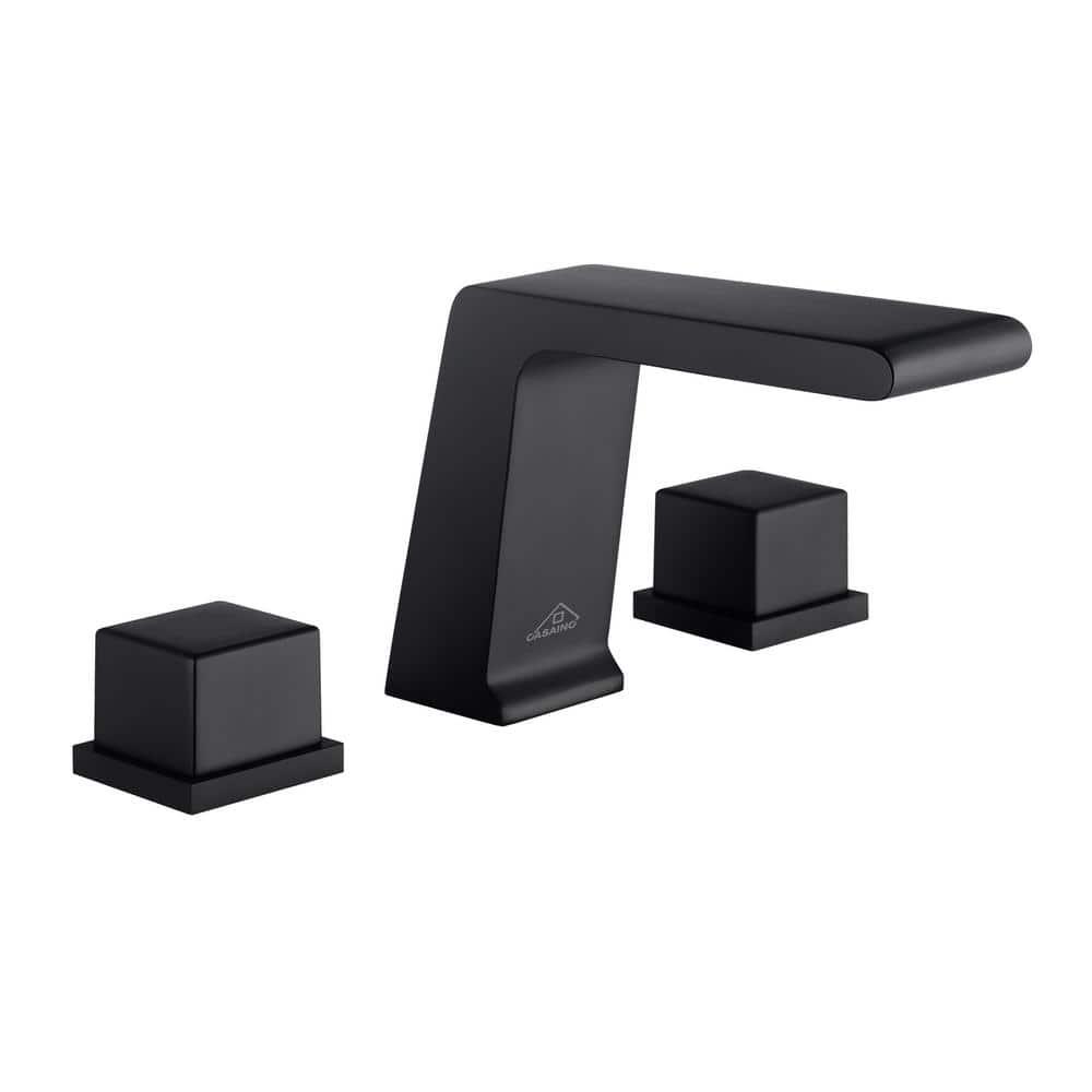 CASAINC 8 in Widespread Double Handle Bathroom Faucet in Matte Black