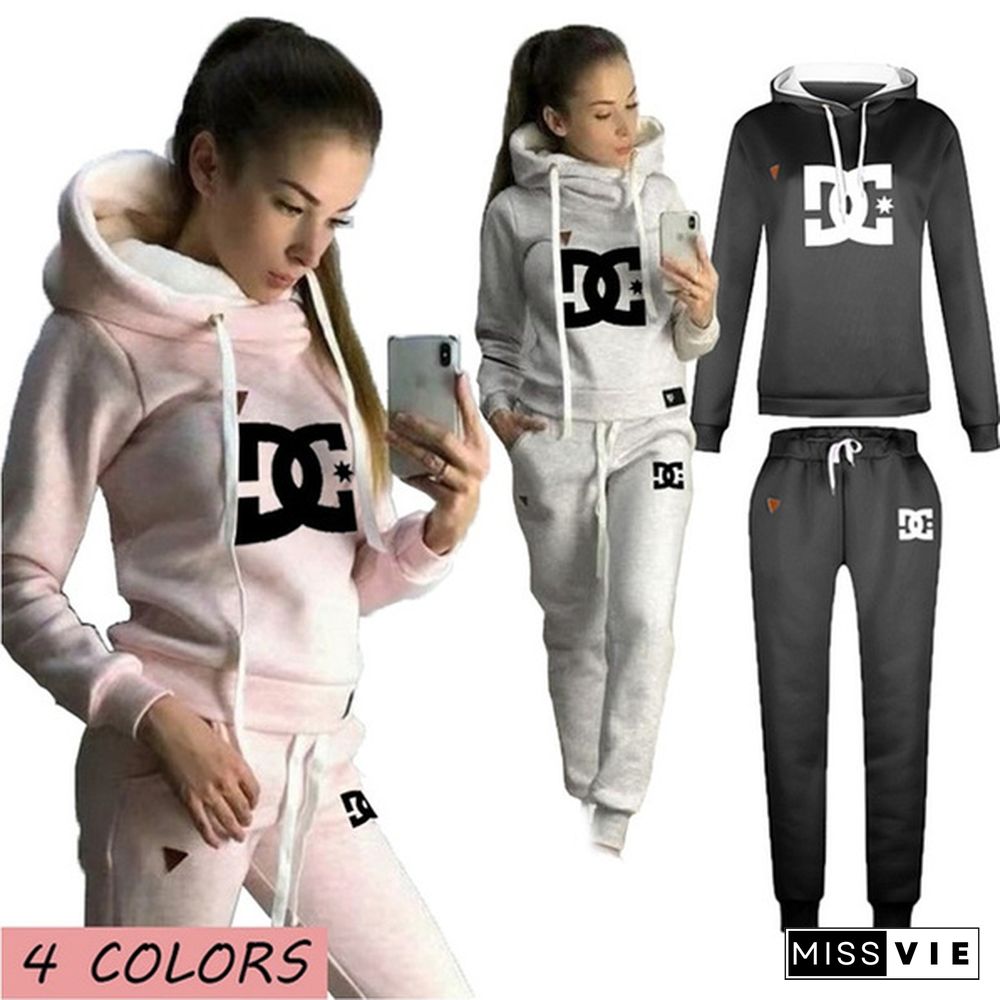 Women Casual Jogging Suit Fashion Long Sleeve Pullover Hoodies Pants Two Piece Outfit Womens Tracksuits