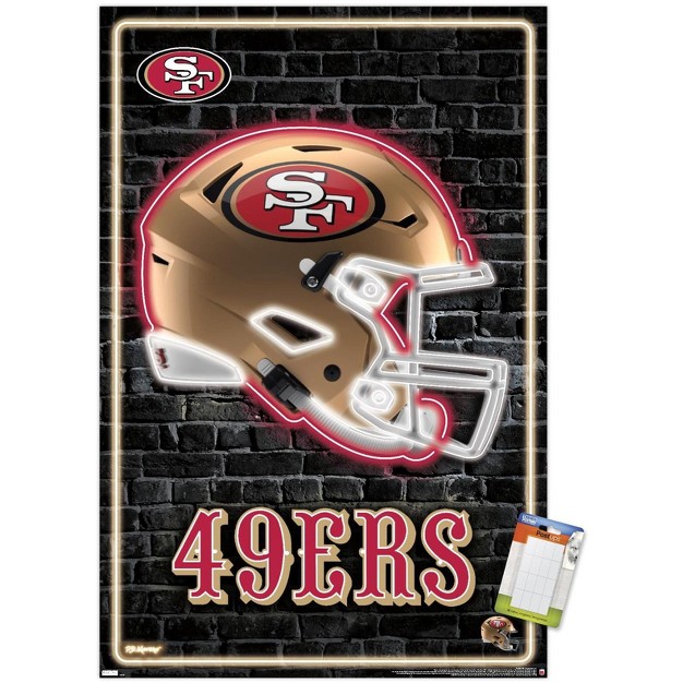 Trends International Nfl San Francisco 49ers Neon Helmet 23 Unframed Wall Poster Prints