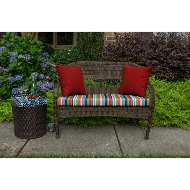 Sunbrella Striped 43.5 inch Striped Outdoor Settee Bench Cushion