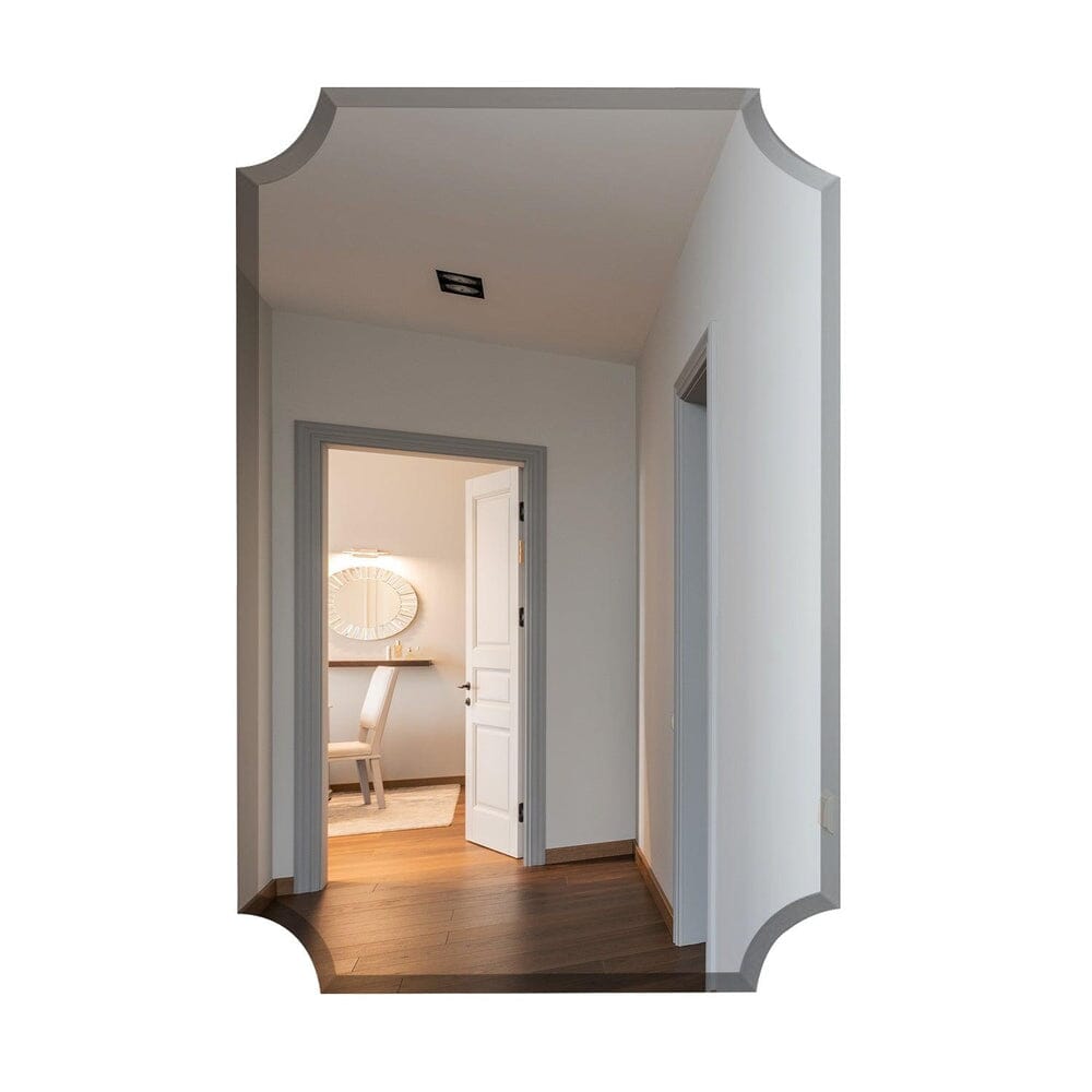 Large Beveled Scalloped Edge Rectangular Wall Mirror (24