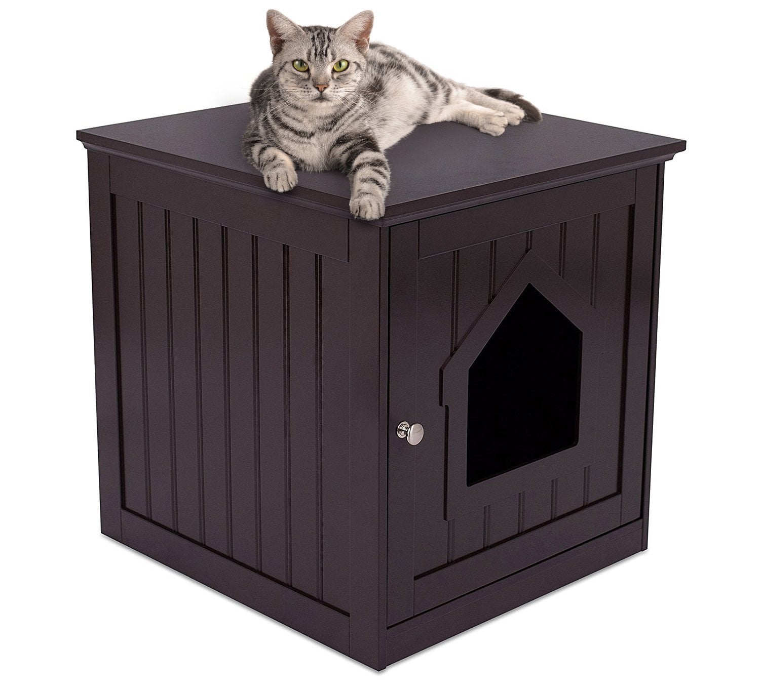 Internet's Best Decorative Cat House and Side Table - Espresso