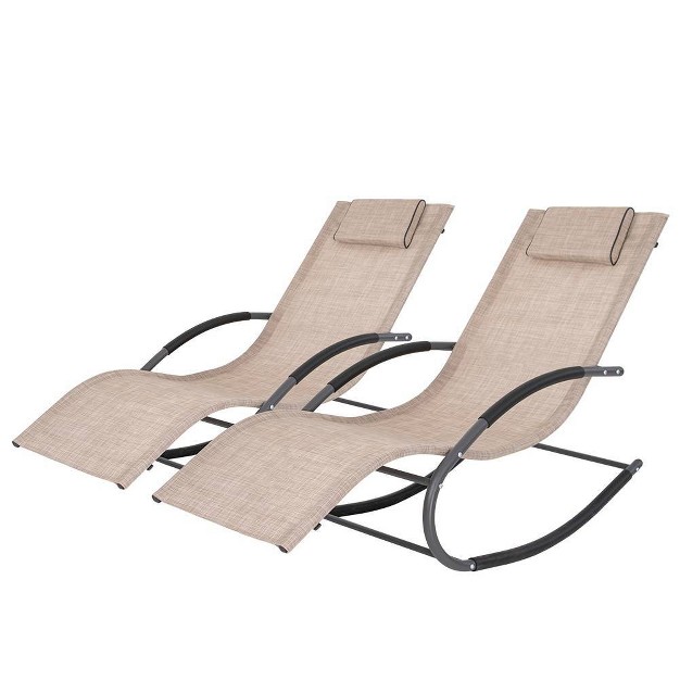 2pk Patio Rocking Chairs Curved Rocker Chaise Lounge Chairs Crestlive Products