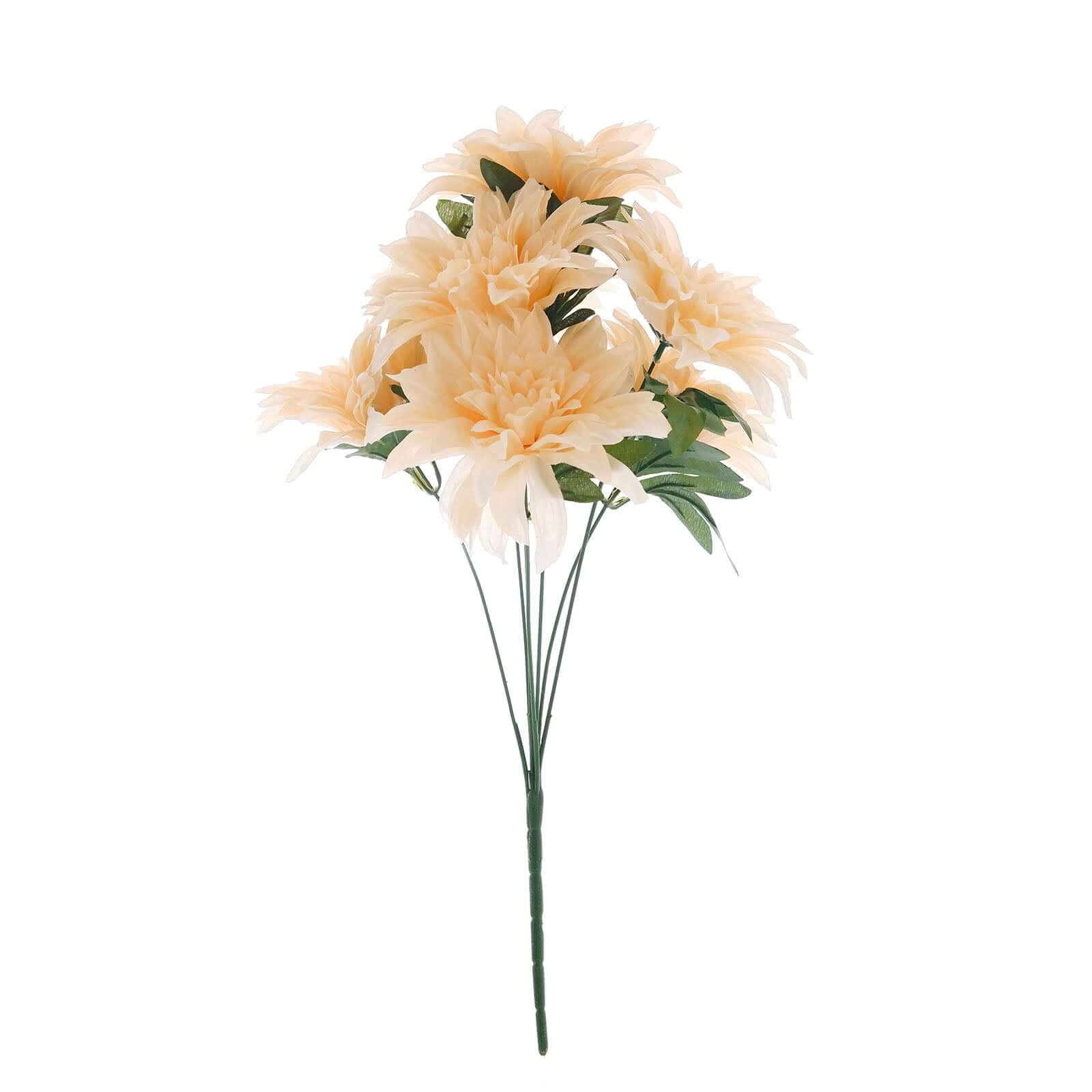 2 Bushes Cream Large Head Artificial Dahlia Bouquet, Silk Bridal Flower Decorations 20