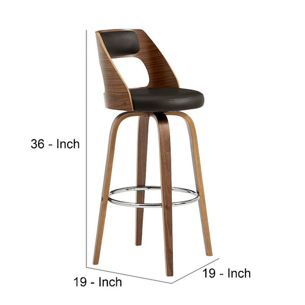 Swivel Counter Stool with Open Design Wooden Back