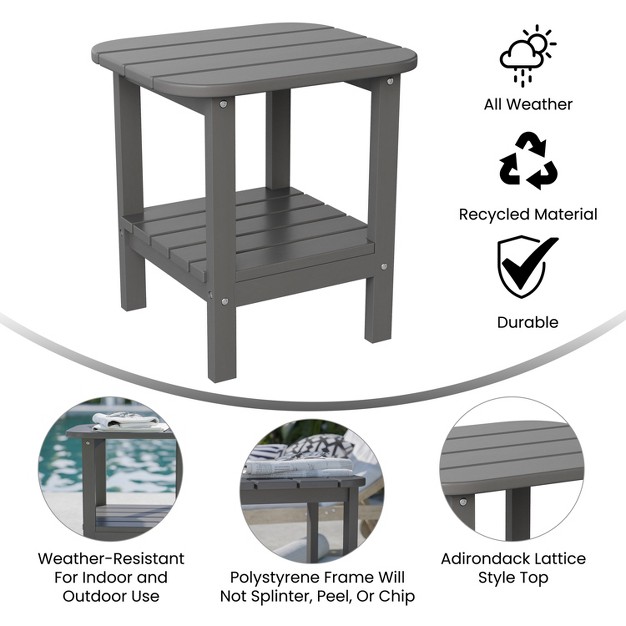 Flash Furniture Newport Hdpe 2 tier Adirondack Side Table All weather Indoor outdoor