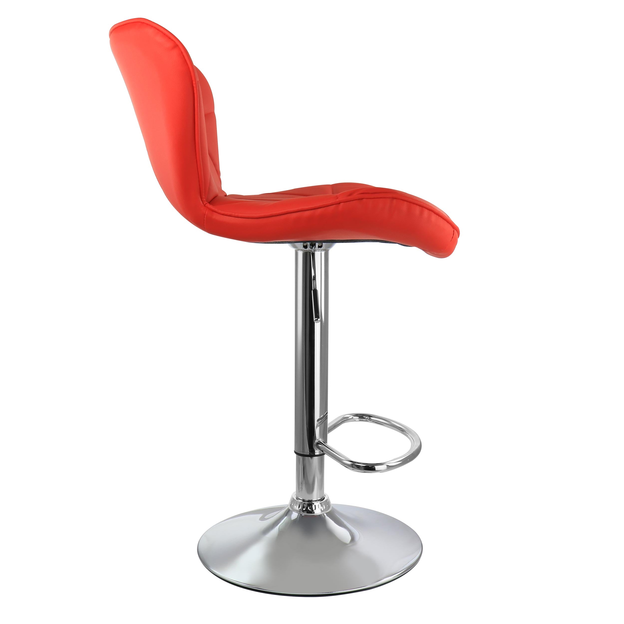 Elama Bar Stool with Adjustable Height and Swivel， Red and Chrome， Set of 2