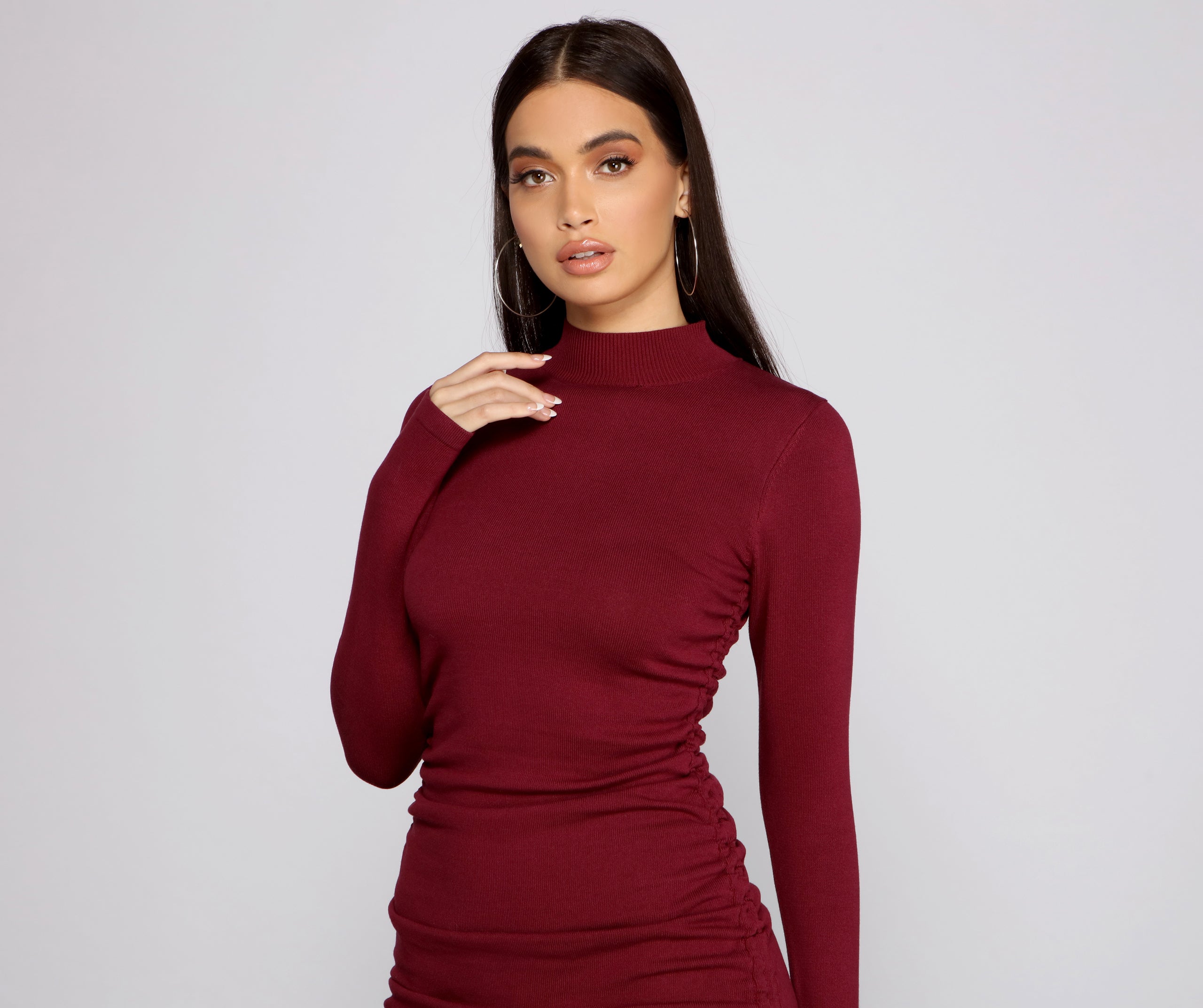 Keeping Knit Real Ruched Mini Dress