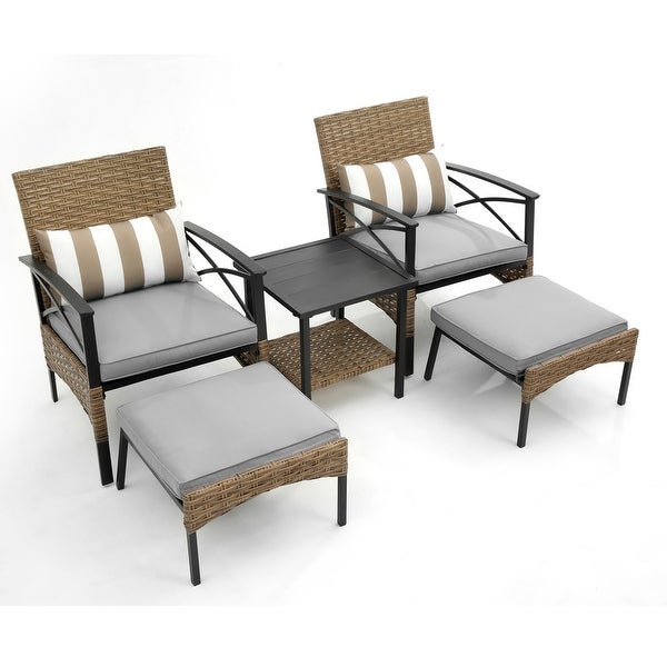 Wicker Rattan Sofa Set Garden Chair - Overstock - 37388200