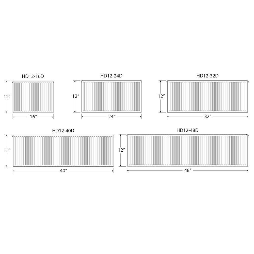 Pensotti 12 in. H x 16 in. L Hot Water Panel Radiator Package in White HD12-16D