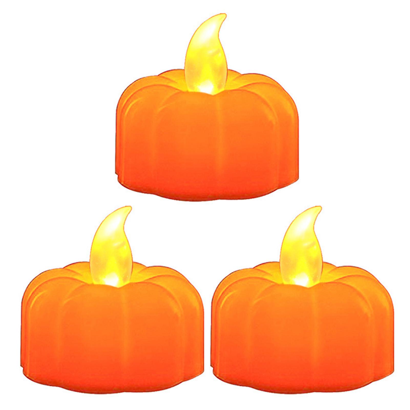 3pcs Pumkin Design Flameless Candle Light Decorative Lamp Constant Bright For Indoor Outdoor Dinner Party Wedding Xmas Christmas Decoration Present Gi