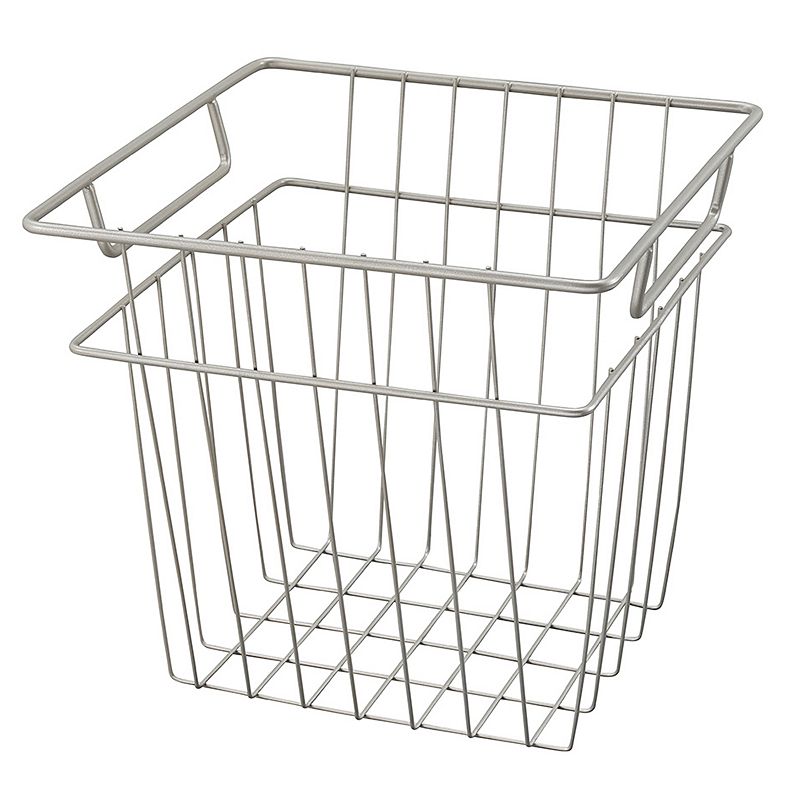 ClosetMaid Cubeicals 10.7W x 10.2H Steel Wire Storage Bin w/Handles， Nickel