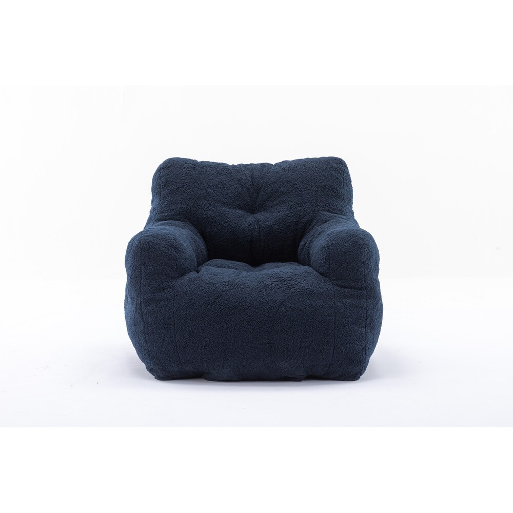 Modern Soft Tufted Foam Bean Bag Chair with Teddy Fabric