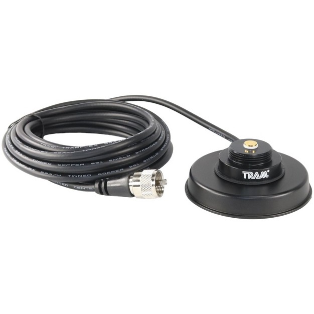 Tram 3 1 4 inch Black Zinc Nmo Magnet Mount With Rg58 Coaxial Cable And Uhf Pl 259 Connector