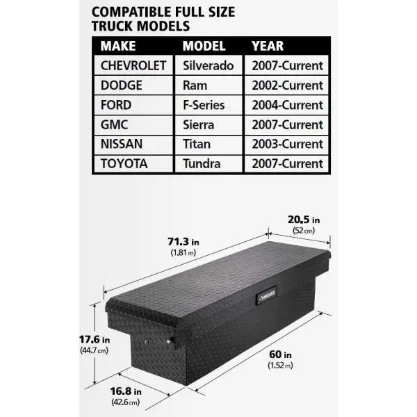 Husky 71.36 in. Matte Black Aluminum Full Size Crossbed Truck Tool Box 102100-53-01