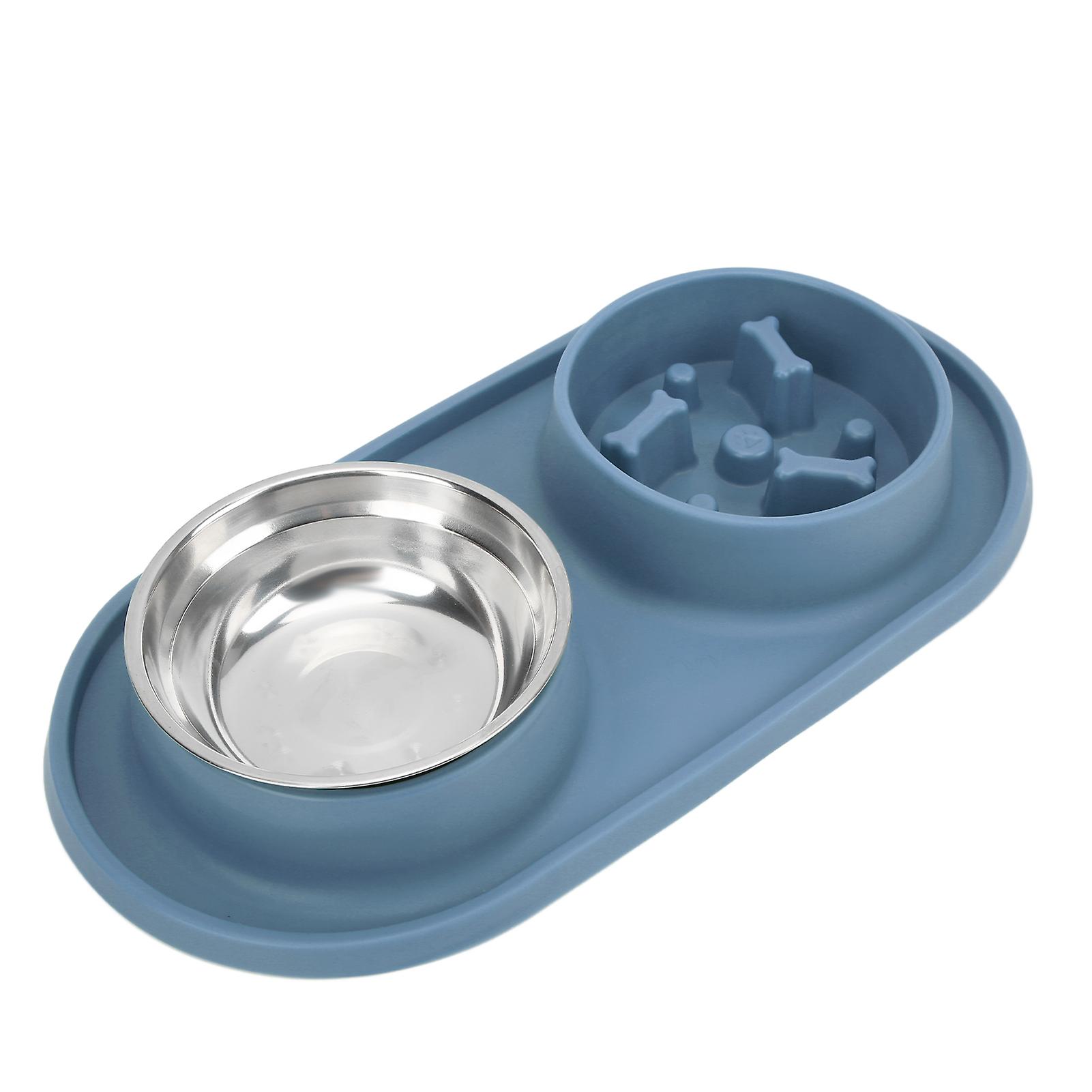 Pet Food And Water Bowls Anti Skid And Removable Double Pet Bowls For Dogs And Catsblue