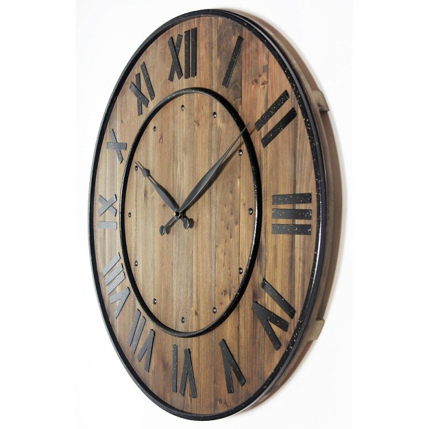 Wine Barrel Wood metal Wall Clock Infinity Instruments