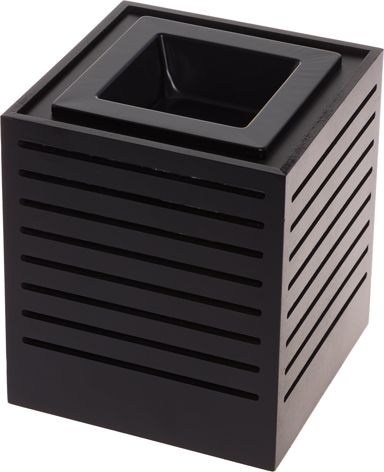 Mindful Design Modern Cut Wax Warmer - Wood Finish Sliced Frame Freshener Wax Melter to Brighten Up Your Living Room， Bathroom， Bedroom and Kitchen (Black)