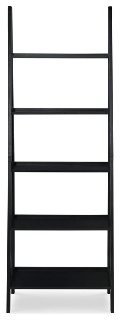 Linon Archdale Wood Open Back 72 quotLadder Bookshelf with 5 Shelves in Black   Transitional   Bookcases   by Homesquare  Houzz