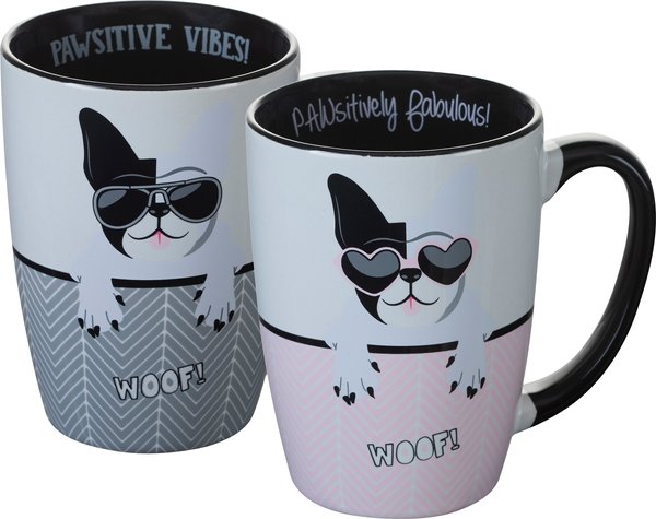 Pounce + Fetch Sip of Art Furry Friends Ceramic Coffee Mug Set， 15-oz， Style Varies