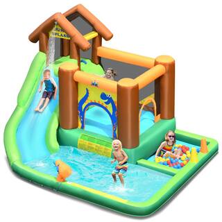 Costway Fabric Inflatable Waterslide Bounce House Climbing Wall without Blower OP70797US